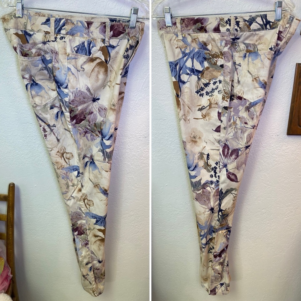 Chico's Jegging Ankle Tapered High Rise Size 1 US 8 Cream Floral Spring Chic - Picture 3 of 13